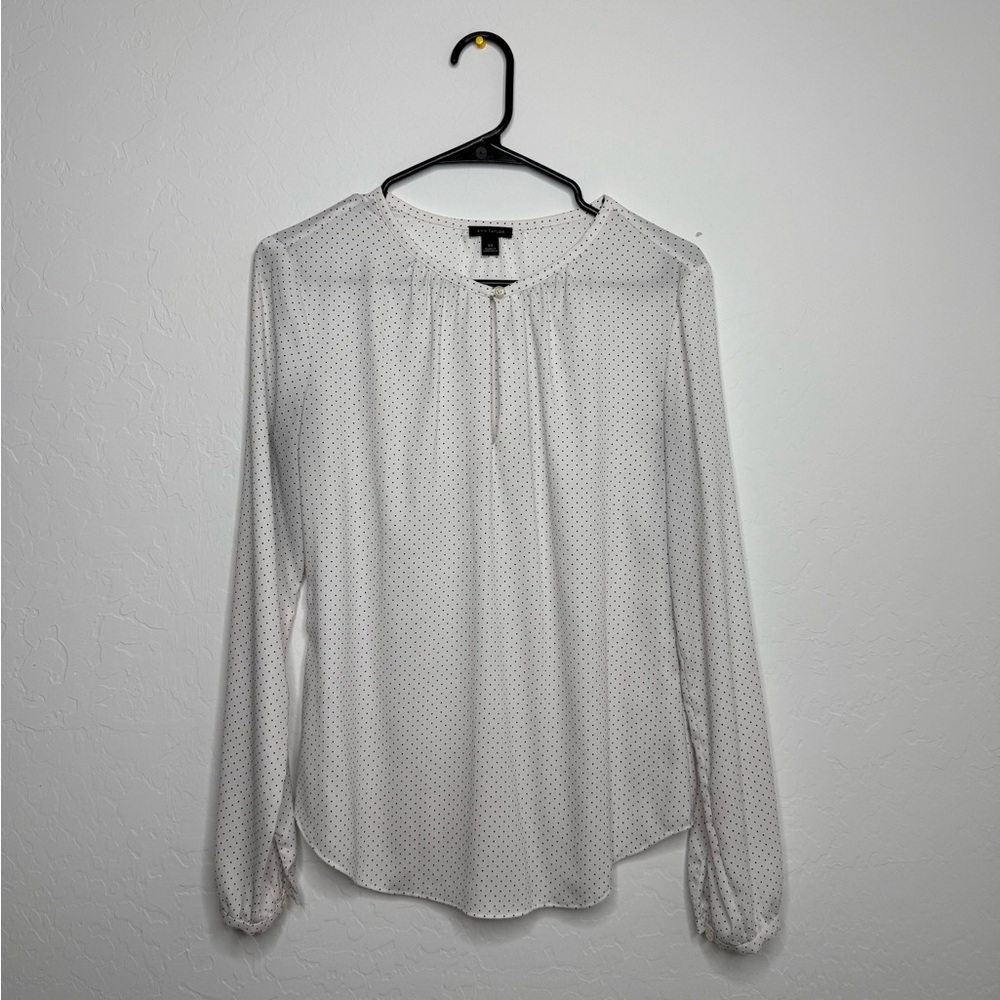 Ann Taylor White Polka Dot Blouse